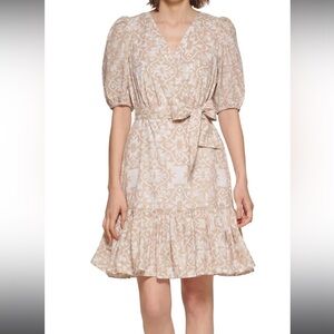 Calvin Klein Belted V-Neck Sheath Dress